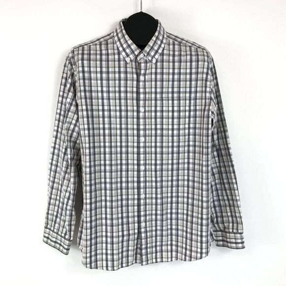 Eddie Bauer Classic Fit Button Down Shirt Men's Large Plaid 100% Cotton Casual - Picture 1 of 12